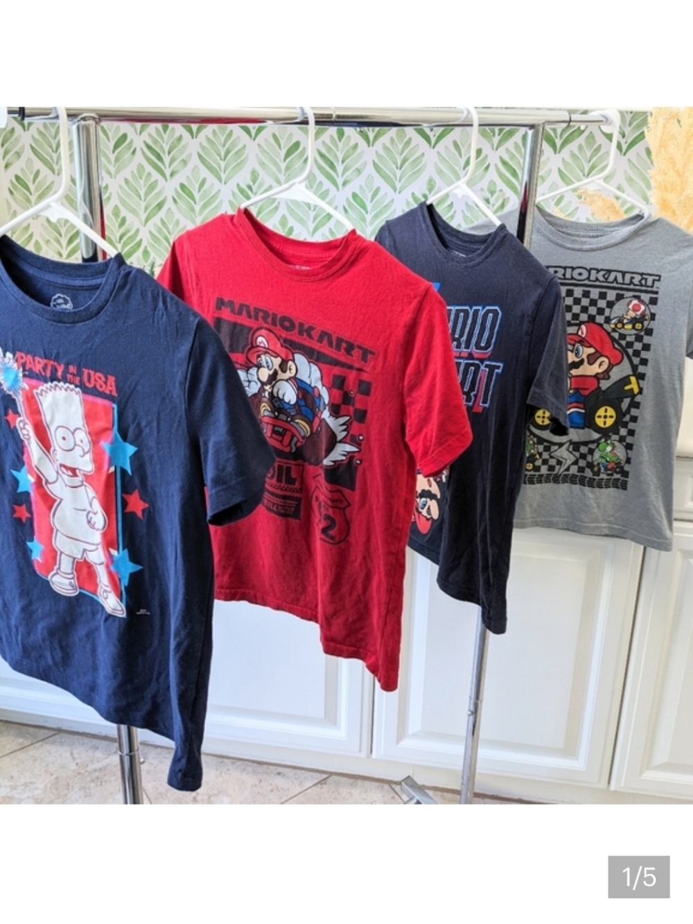 Bundle of 4 Boys Character Tees Mario and Bart Simpson